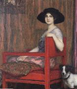 Mary von Stuck in a Red Armchair, Fernand Khnopff
